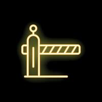 Glowing neon icon of a closed barrier gate on a black background vector
