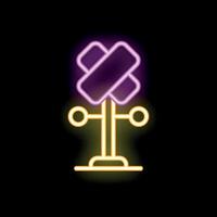Neon sign showing direction sign with empty plates for text on black background vector