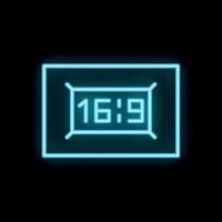 Neon sign of 16,9 display format on a black background vector