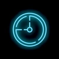 Neon clock showing three o'clock on black background vector
