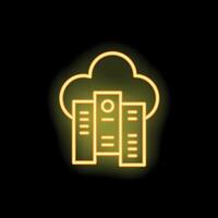 Neon yellow cloud computing server data storage icon graphic concept vector