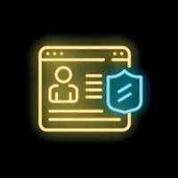 Website user profile with a shield showing a concept of cyber security vector