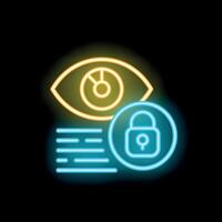 Neon icon of eye watching over data protecting with password vector