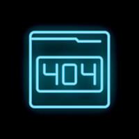 Neon blue 404 error page not found symbol sign vector