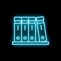 Neon icon of office binders on shelf representing organization vector