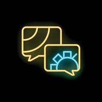 Neon icon of two speech bubbles showing global communication and project management vector
