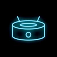 Neon icon of smart speaker assistant listening for voice command vector