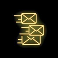 Neon icon of three envelopes sending mail representing email marketing vector