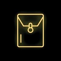 Yellow neon envelope glowing on black background vector