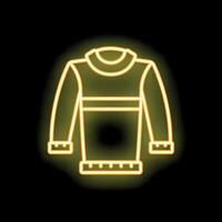 Neon yellow pullover sweater glowing on black background vector