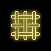 Glowing neon yellow lattice icon on black background vector
