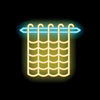 Neon glowing icon of knitting needle creating a warm scarf vector