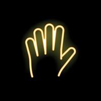 Neon yellow open hand icon showing five fingers vector