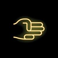 Glowing neon icon of a hand showing number three gesture vector