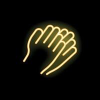 Neon style applause clapping hands gesture icon vector