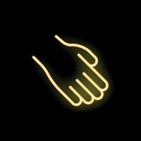 Neon sign of open empty hand asking or receiving vector