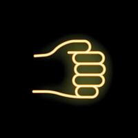 Neon yellow hand making fist gesture on black background vector