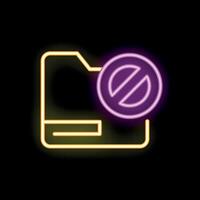 Neon icon of folder with blocked access representing data protection concept vector