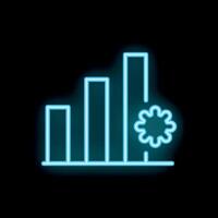 Neon style virus contamination icon showing increasing bar graph vector