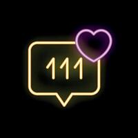 Neon like counter showing one hundred and eleven likes vector