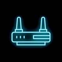 Neon icon of wifi router glowing on black background vector