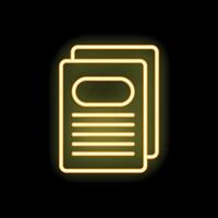 Neon icon of three documents symbolizing bureaucracy vector