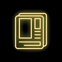 Yellow neon icon of a smartphone with an app interface open on the screen vector