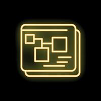 Yellow neon style workflow icon on black background vector