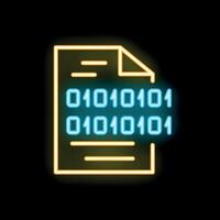 Neon icon of document converting to binary code data vector