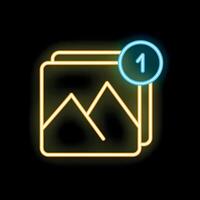 Neon icon of gallery showing new photo notification vector