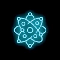 Neon atom icon glowing on dark background vector