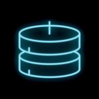 Neon style icon of database representing data storage vector