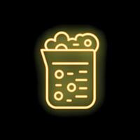Neon sign showing beaker bubbling with chemical reaction experiment vector