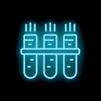 Neon icon of test tubes heating up in a lab vector