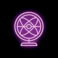 Neon atom symbol shining on black background vector