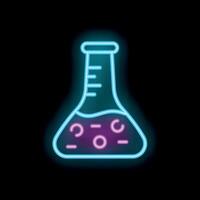 Neon icon of erlenmeyer flask with bubbling chemical substance vector