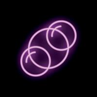 Bright pink neon sign showing three interlocking circles on black background vector