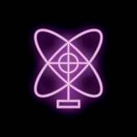 Neon atom icon glowing on dark background vector
