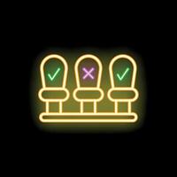 Neon sign showing social distancing rules in public places vector