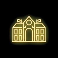 Glowing neon line university or public building icon on a black background vector