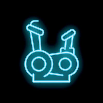 Neon sign of a stationary bicycle for indoor cycling workout