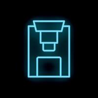 Bright neon icon of a floppy disk on black background vector