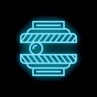Glowing neon line lottery machine icon on black background vector
