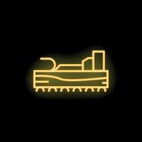 Neon icon of a combine harvester working a field at night vector
