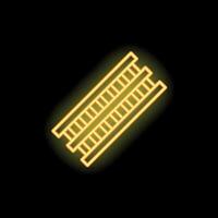Glowing neon sign depicting a ladder on a black background vector