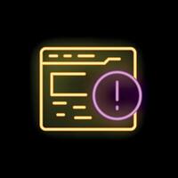 Neon style icon showing website error message vector
