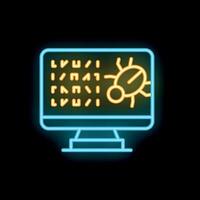 Neon icon of computer virus showing malware threatening system vector