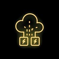 Neon cloud computing distributing energy to two devices vector