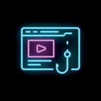 Neon icon of phishing website attempting to steal data vector