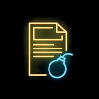 Neon bomb about to explode a document file vector